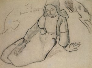 Zittende Bretonse vrouw, 1888 door Paul Gauguin